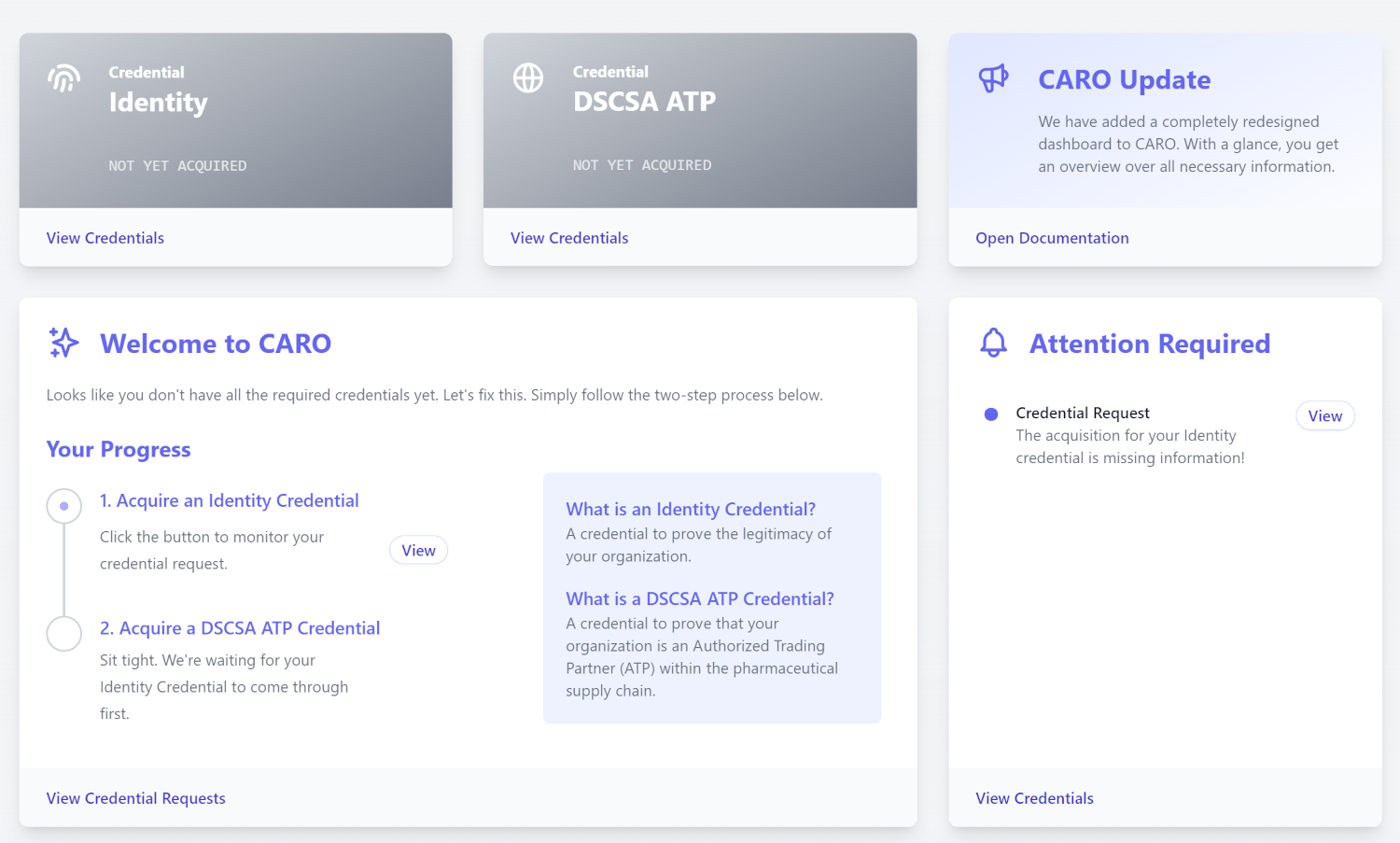 CARO Dashboard Onboarding