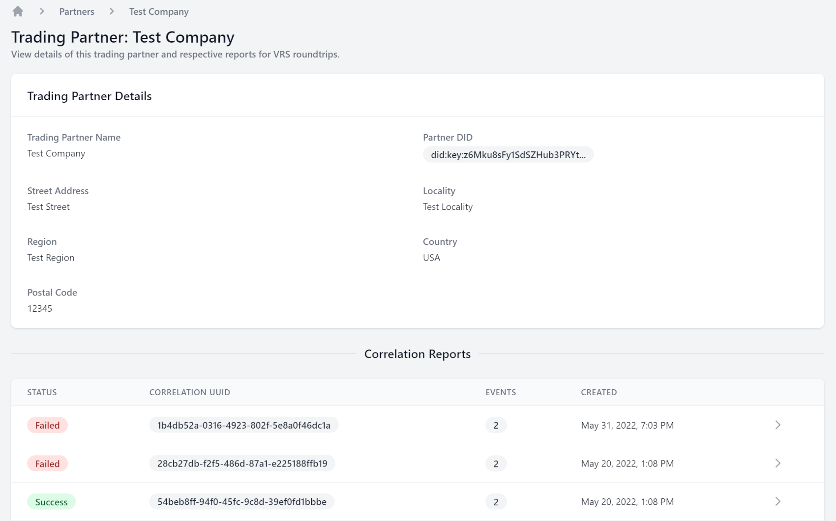 CARO Trading Partner Details